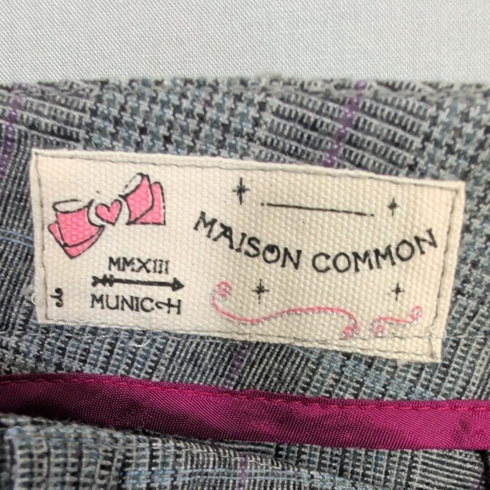 Maison Common Womens Plaid Wool Pants Size 42 US 10 12 Straight Leg Trousers - Picture 3 of 14